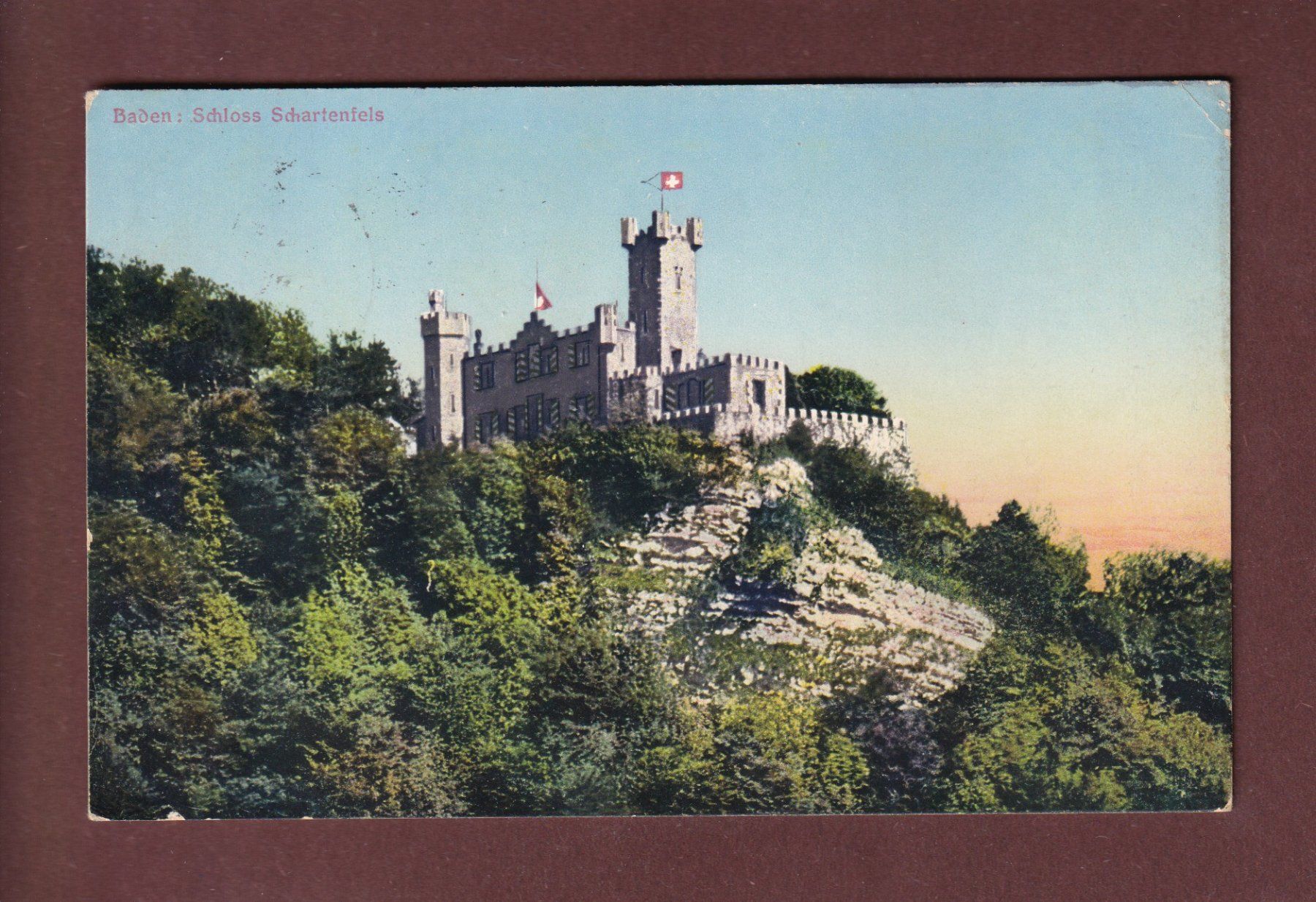 Cartoline postali: Baden - Schloss SCHARTENFELS - 1918 – Usato da Pully venduto da nicecards-shop