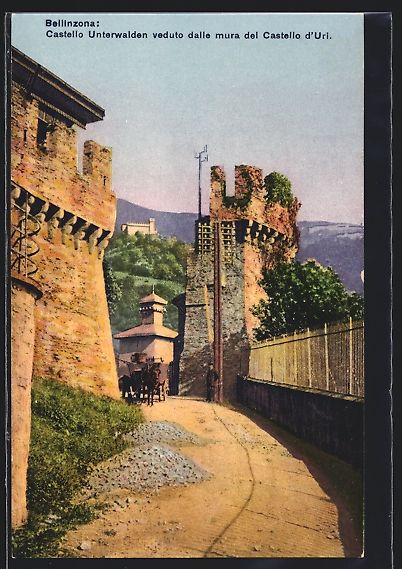 Cartoline postali: Bellinzona, Castello Unterwalden veduto  – Usato da Berlin venduto da bartko-reher