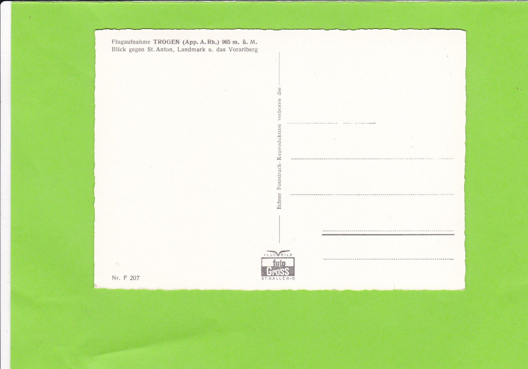 Cartoline postali: Flugaufnahme TROGEN  AR – Usato da St. Peterzell venduto da neckertal 1