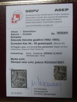 Sitzende Helvetia Nr. 50 mit Attest