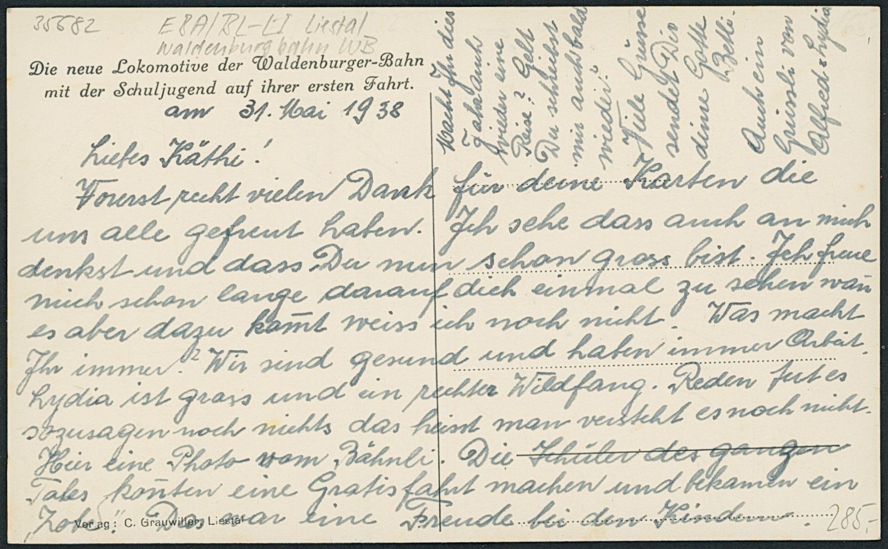Cartoline postali: BL Liestal - Bahnhof - Bahn WB – Nuovo (secondo la descrizione) da Schindellegi venduto da Jonathan77 1