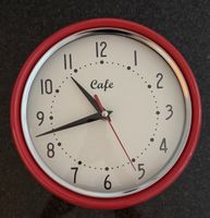 Wanduhr Cafe Design rot rund neuwertiger Zustand bi