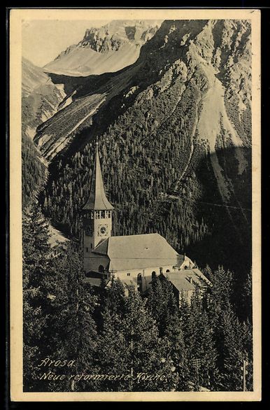 Cartoline postali: AK Arosa, Neue reformierte Kirche – Usato da Berlin venduto da bartko-reher
