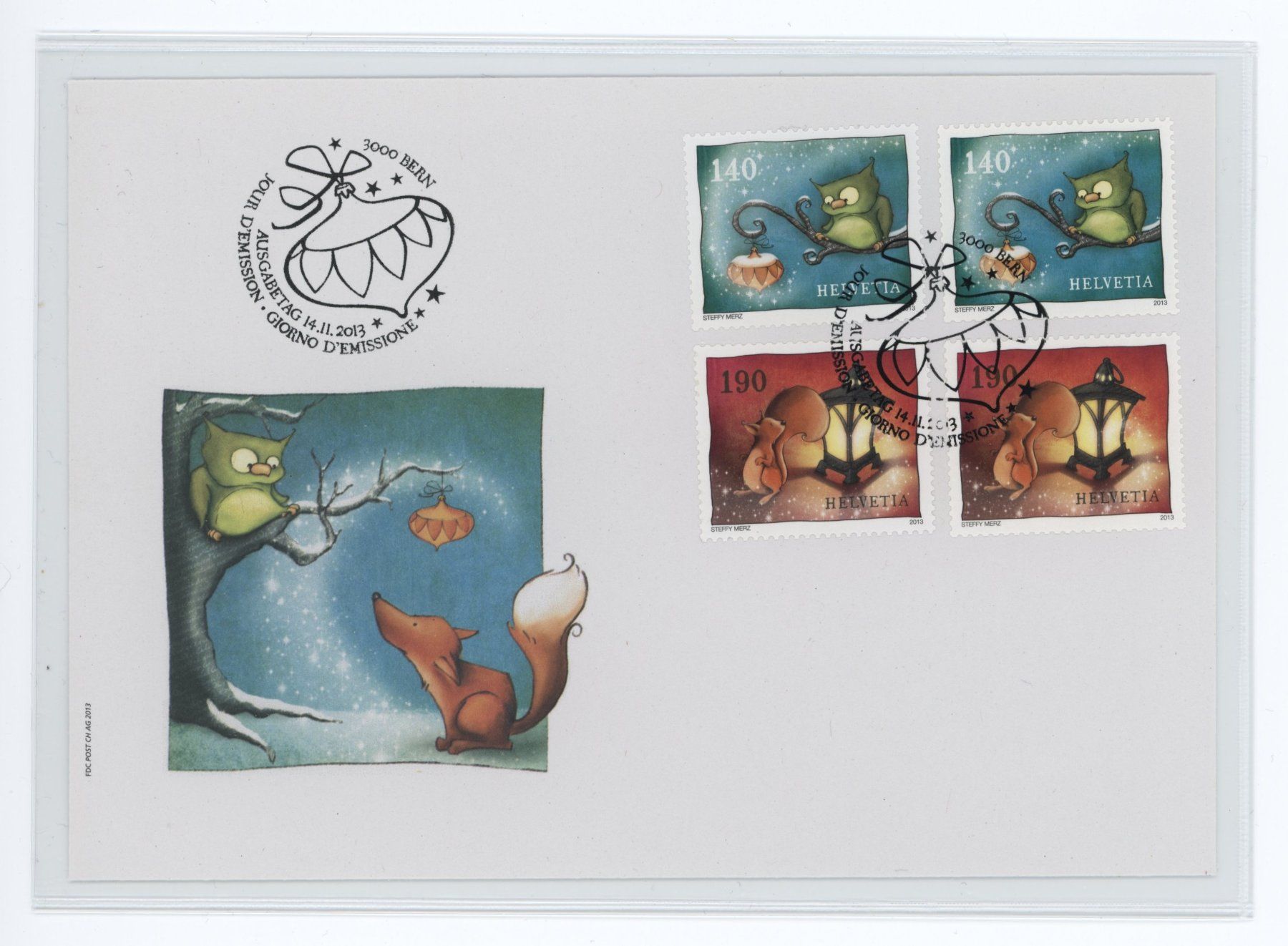 Tutti i francobolli: Sondermarken Weihnachten 2013, Combo-FDCs – Usato da Utzigen venduto da sprint.007 2