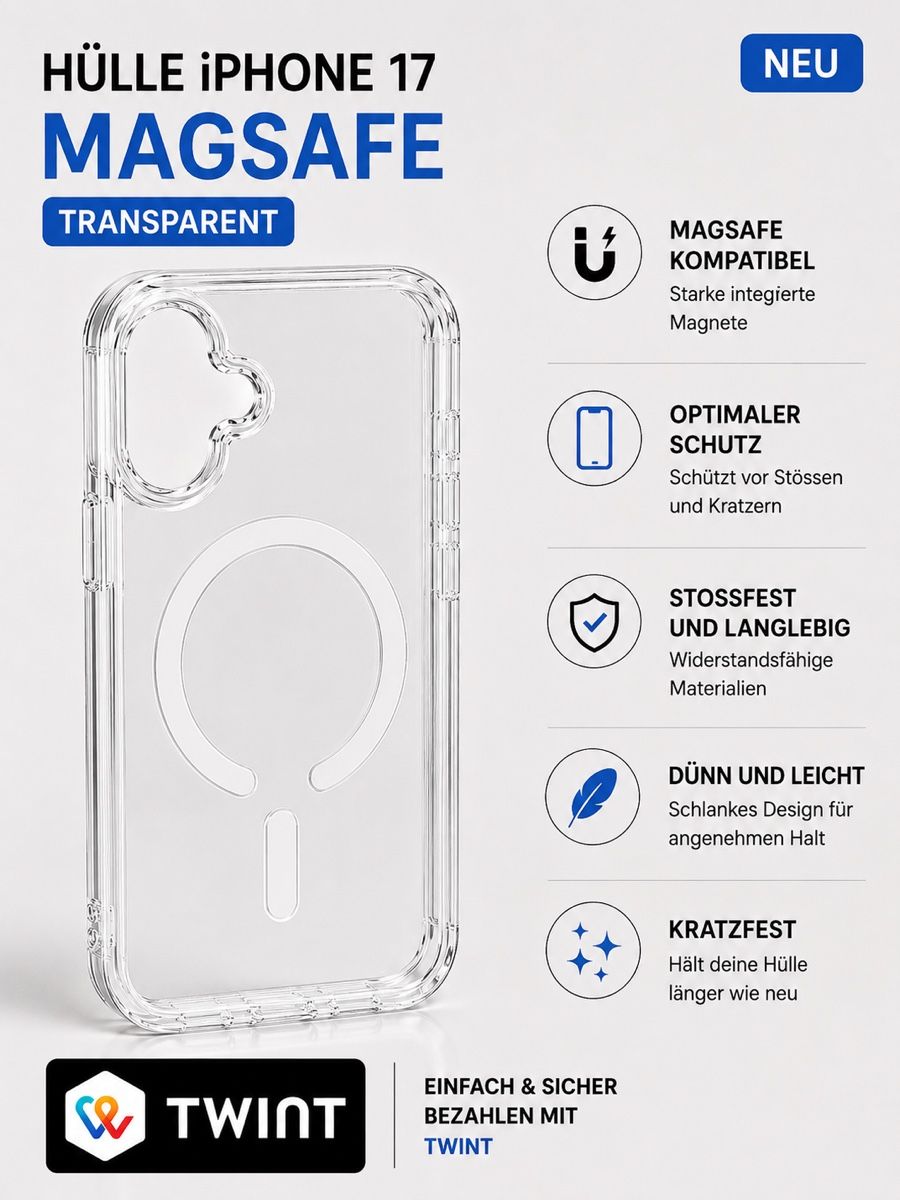 Covers & Schutzfolien: iPhone 17 MagSafe Hülle – transparent & neu – Neu (gemäss Beschreibung) aus Paudex von Deals-suisse