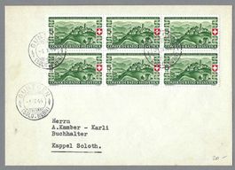 1944, B22 x 6, 0 GUNZGEN 1.IX., ANK.-0 KAPPEL, LUXUSBRIEF!