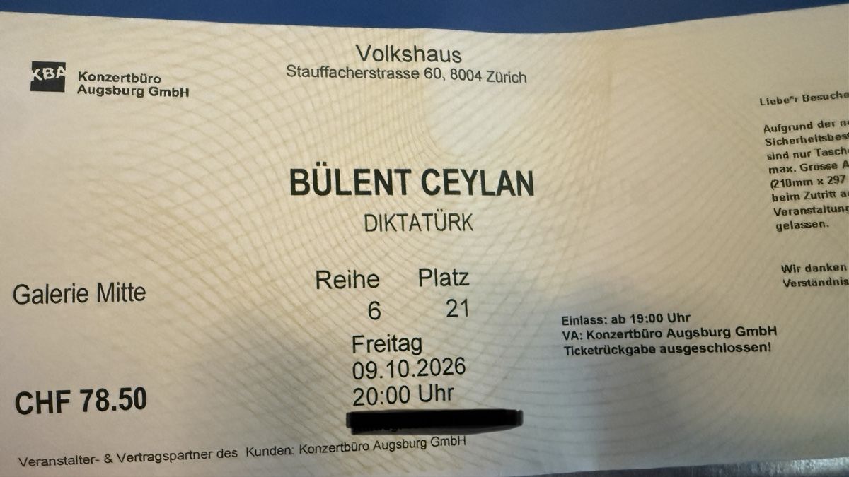 Biglietti: Bülent Ceylan Diktatürk – Nuovo (secondo la descrizione) da Rapperswil SG venduto da mischelly 1