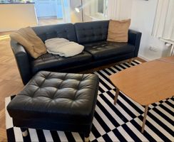 IKEA Landskrona 3er Ledersofa inkl. Hocker