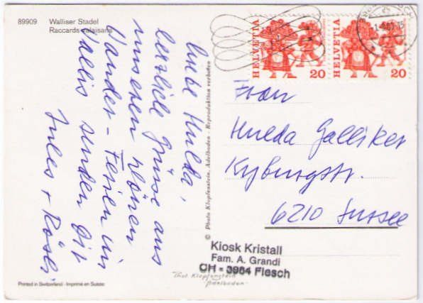 Cartoline postali: Walser Stadel - Raccards valaisans – Usato da Binningen venduto da Mountainrider 1