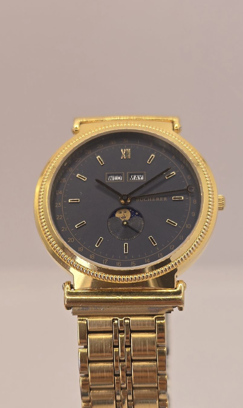 Bucherer Orologi: Bucherer Triple Calendar Moonphase Quartz 34,9mm – Difettoso da Minusio venduto da AGSuhren