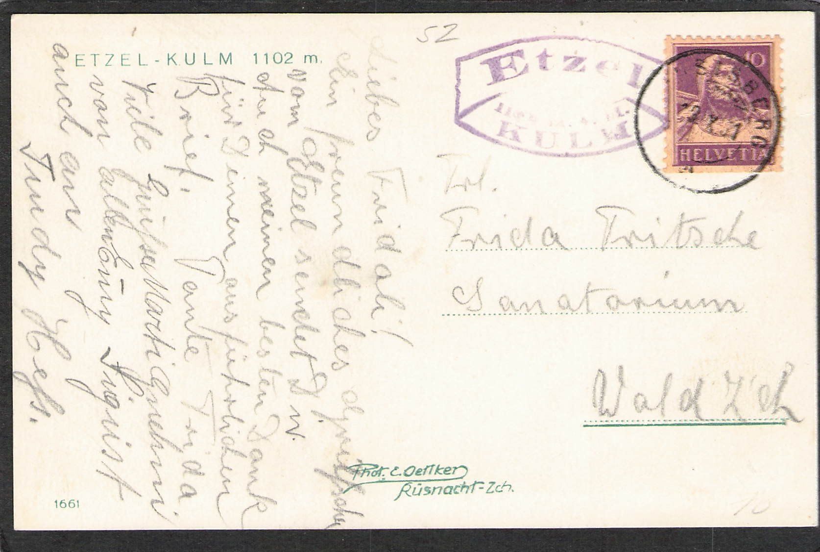 Cartoline postali: -Etzel Kulm , 1931 – Usato da Reichenburg venduto da Pipo-67 1