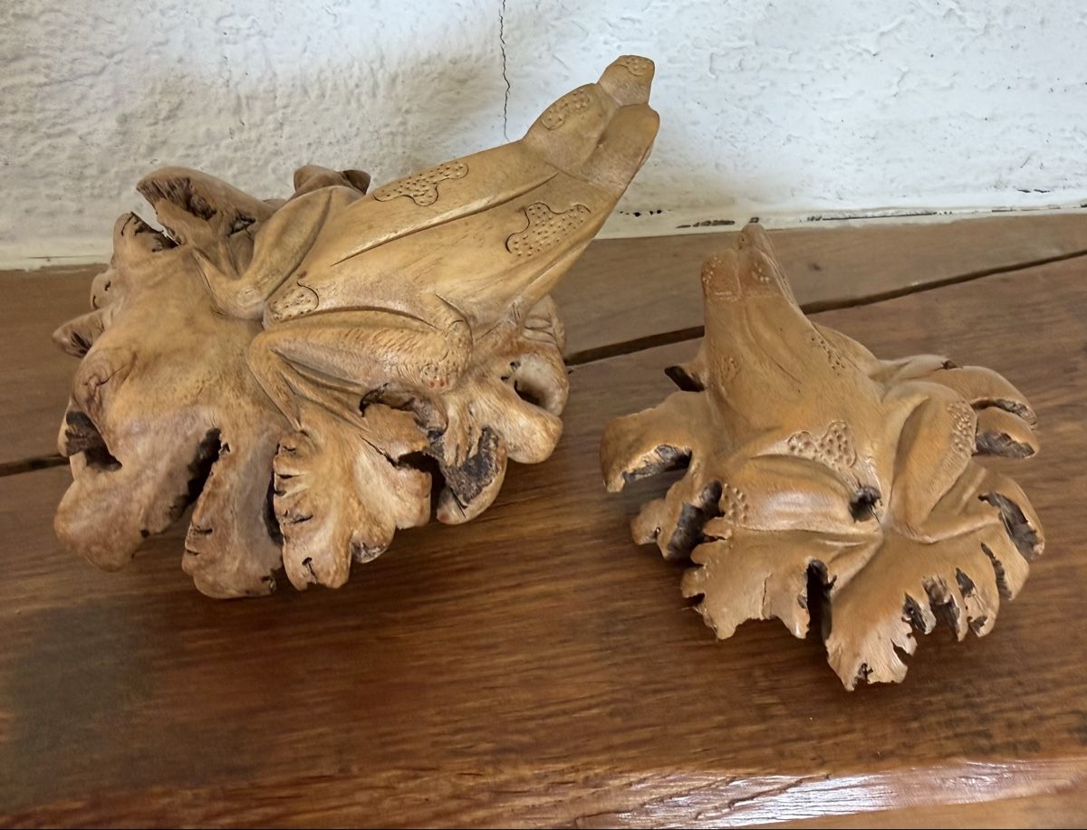 Statuette: 2 grenouilles en bois sculptées à la main – Nuovo (secondo la descrizione) da Les Bayards venduto da aout 2