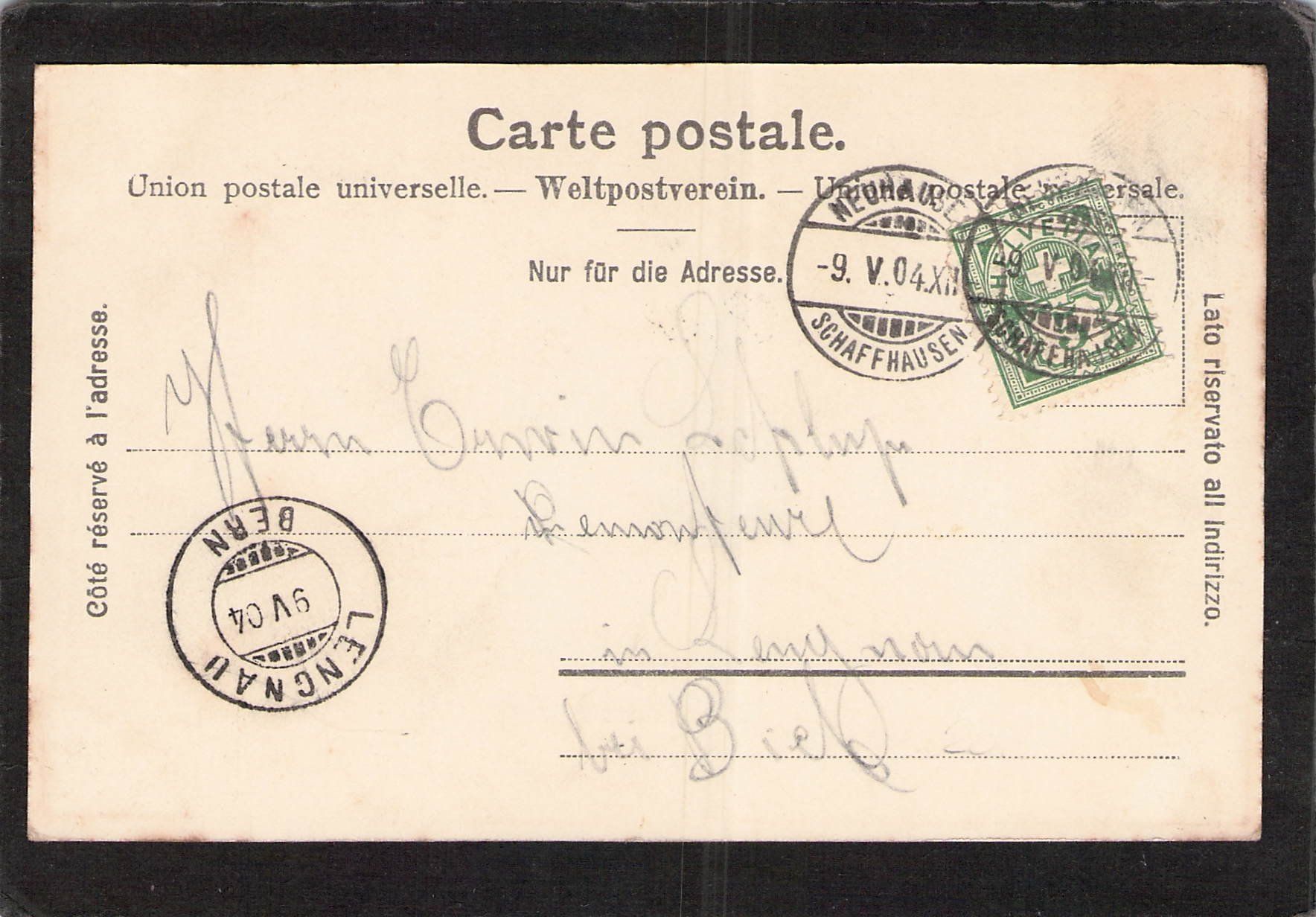 Cartoline postali: Schaffhausen , gel. 1904 – Usato da Reichenburg venduto da Pipo-67 1