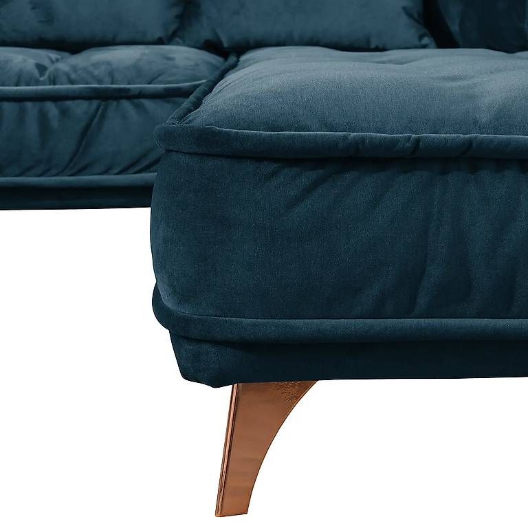 Divani: Ecksofa Polich, Samt dunkelblau - Ottomane links – Usato da Winterthur venduto da frauenzimmer01 4