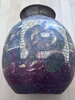 vase en bois, antique, et peint à la main