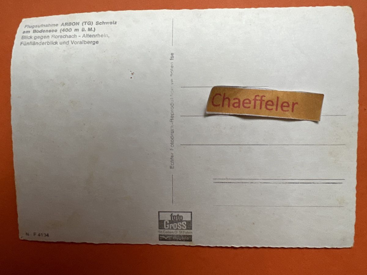 Ansichtskarten: Flugaufnahme Arbon am Bodensee – Gebraucht aus Zürich von Chaeffeler 1