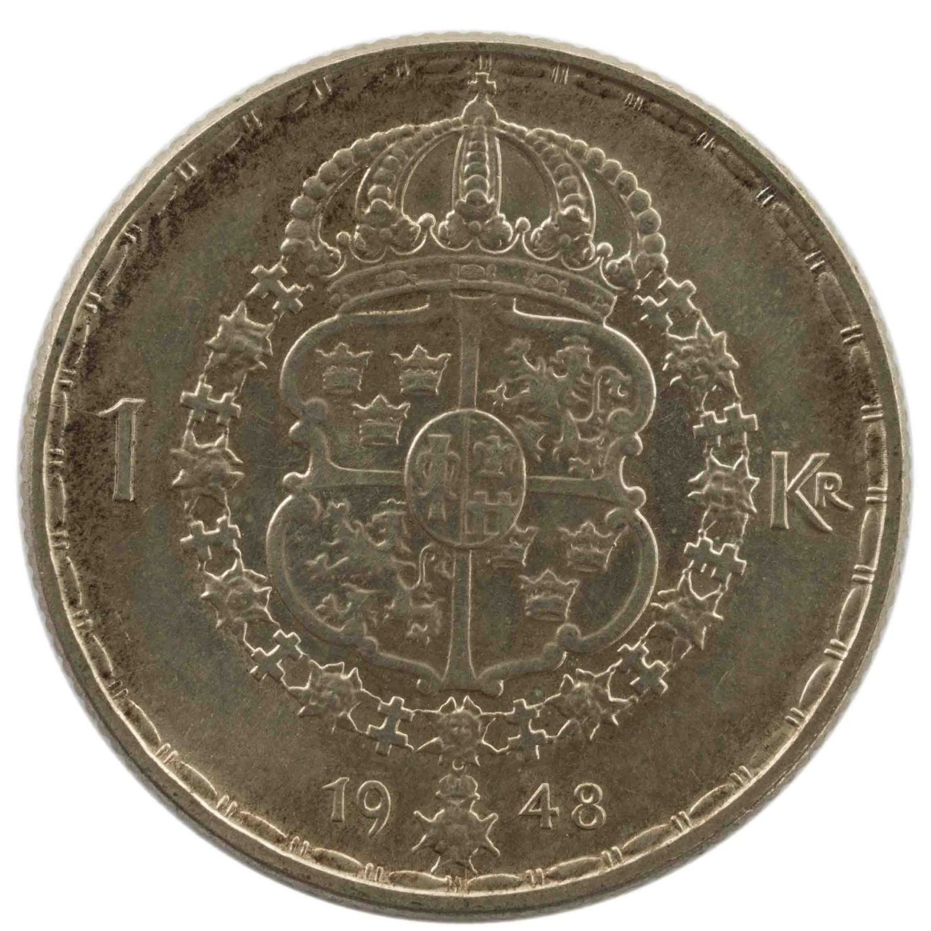 Tutti le monete: Schweden 1 Krone 1948 Silber – Usato da Rotkreuz venduto da Swiss-Coins 1