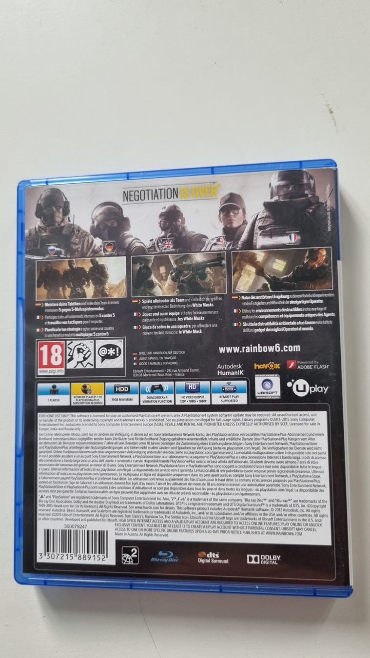 Giochi: jeu de PS4 RAINBOW SIX  SIEGE – Usato da La Chaux-de-Fonds venduto da mikilo1 1