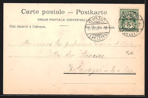 Cartoline postali: Neuchatel, Ortsansicht gegen die Berge – Usato da Berlin venduto da bartko-reher 1