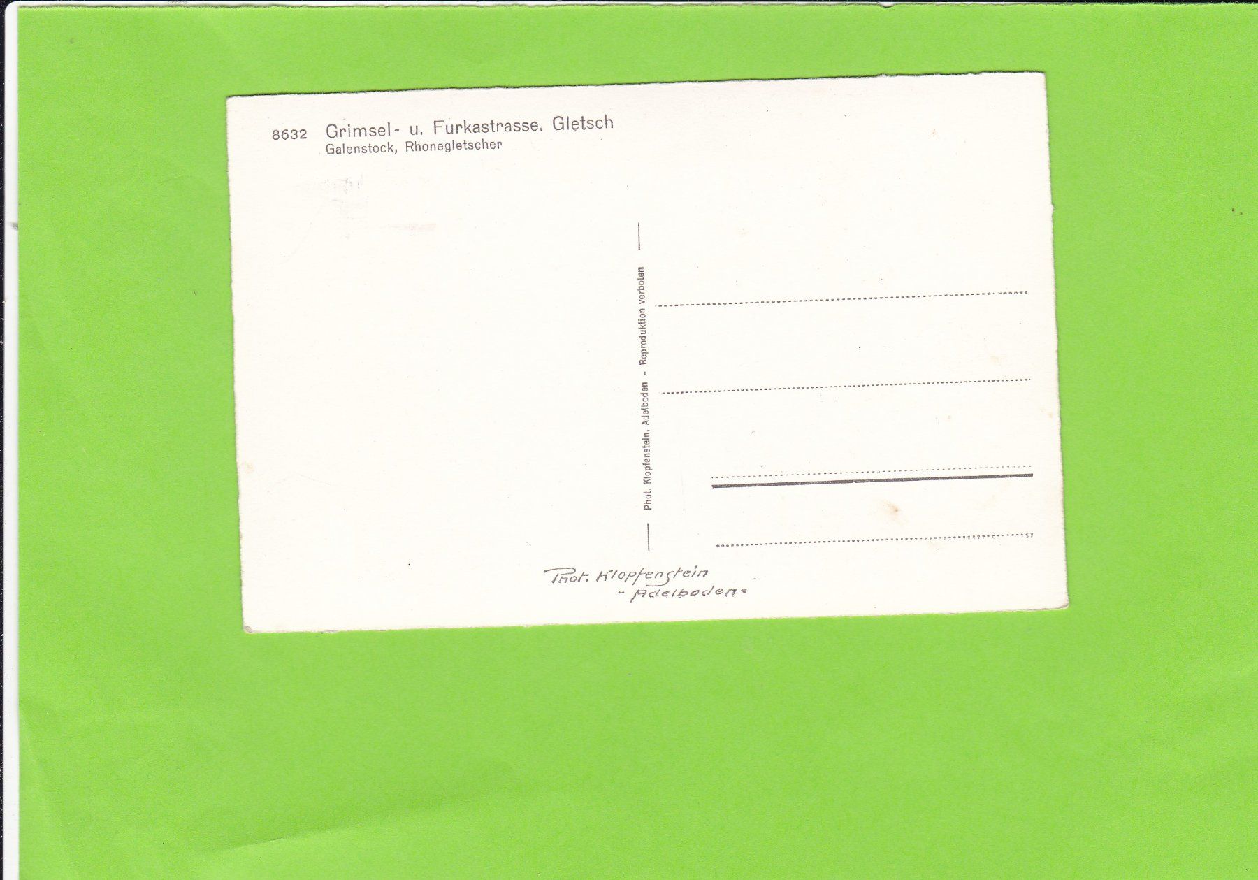 Cartes postales: Grimsel-Furkastrasse. Gletsch – D'occasion à St. Peterzell par neckertal 1