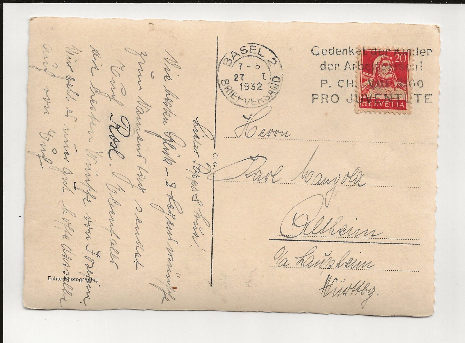 Cartes postales: AK 1932  Basel Grand Hotel Euler – D'occasion à Greifensee par 315WDO 1