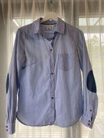 Blau weisse Bluse aus Baumwolle Gr. 36