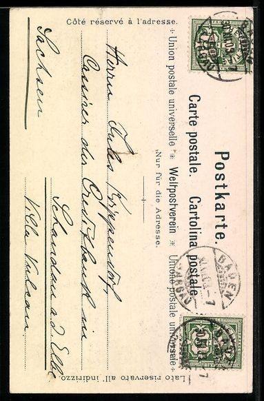 Cartoline postali: AK Baden, Blick vom Schloss Stein, 1903 – Usato da Berlin venduto da bartko-reher 1