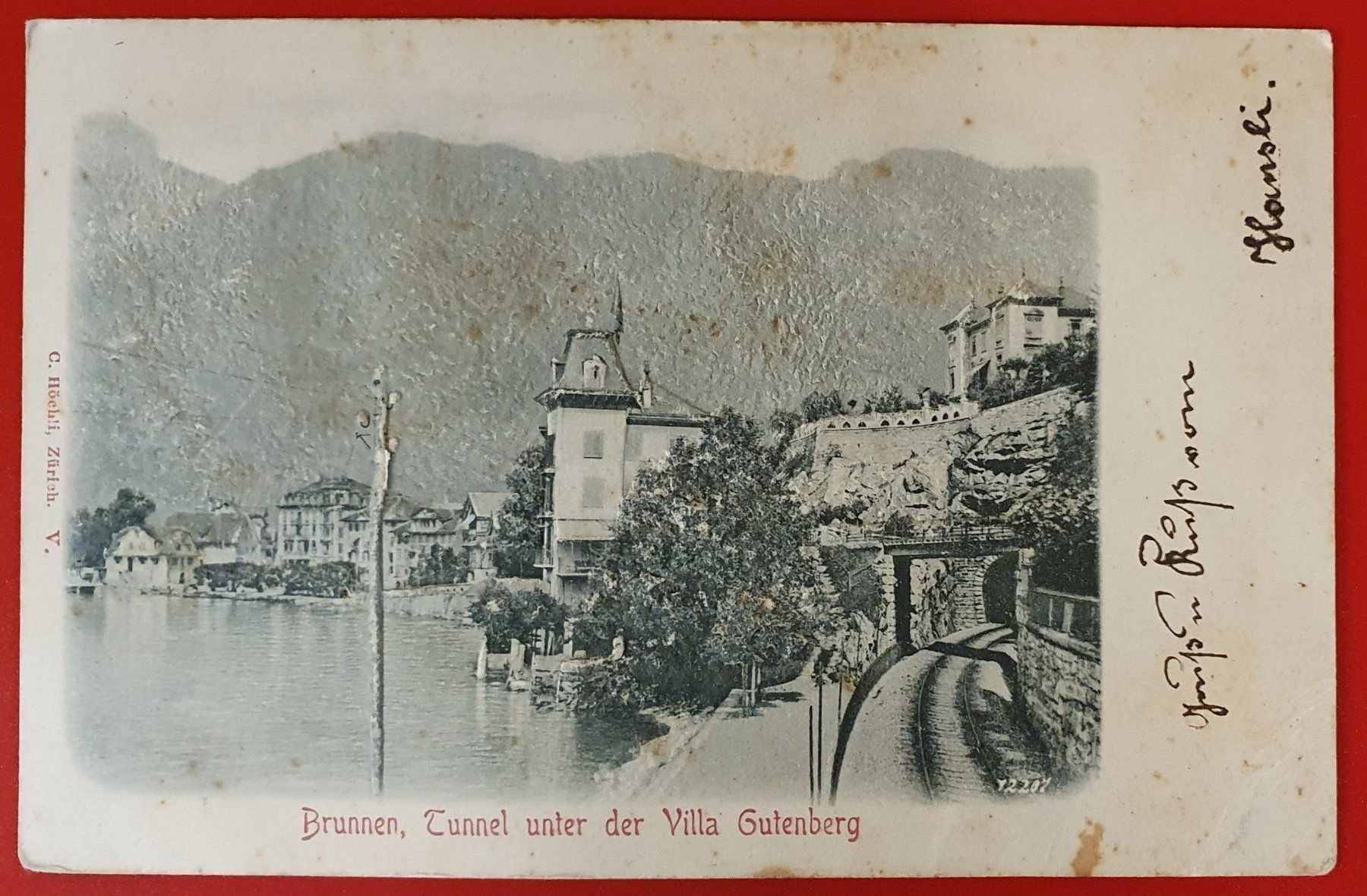 Cartoline postali: Brunnen, Tunnel unter d. Villa Gutenberg – Usato da Kreuzlingen venduto da Rschweiz1