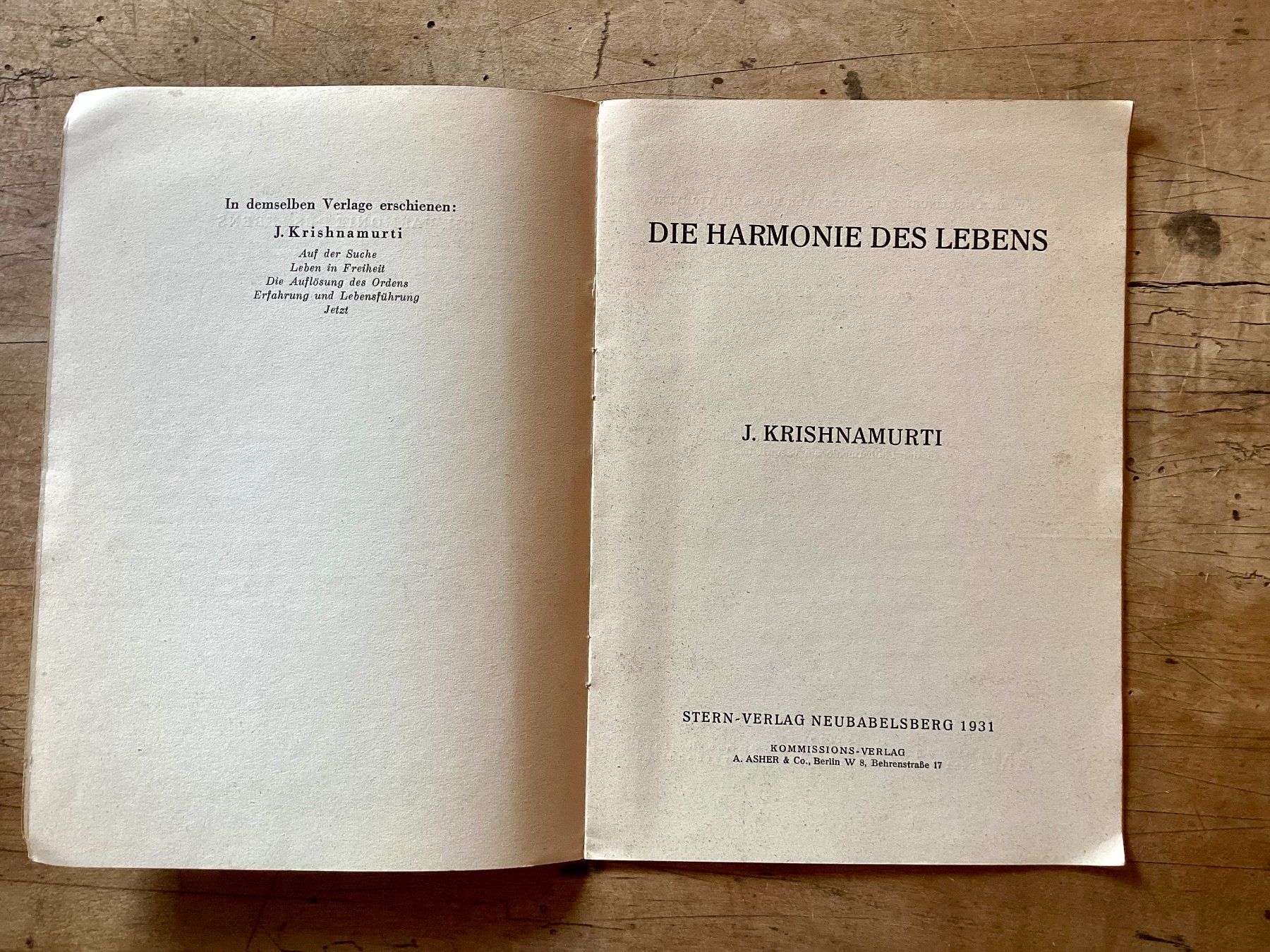Bücher: J. Krishnamurti.: Die Harmonie des Lebens EA!! – Gebraucht aus Ronco sopra Ascona von R66sA22 1