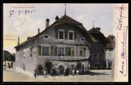 AK Estavayer, Pensionnat Renevey mit Straße aus der Vogelsch