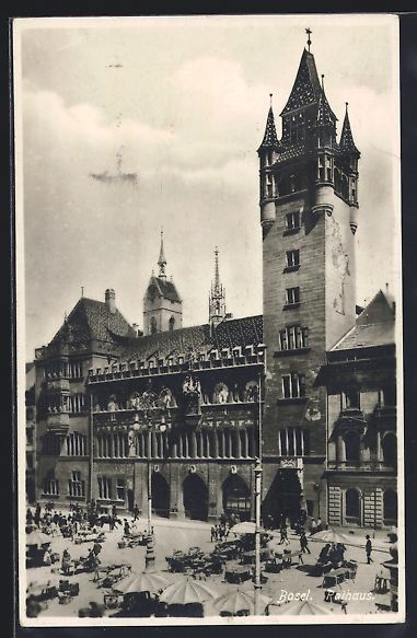 Ansichtskarten: Basel, Strassenpartie am Rathaus mit Mar – Gebraucht aus Berlin von bartko-reher