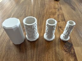 3D gedruckter Schatz-Code-Zylinder 4-teilig Weiss