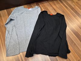 2 Langarmshirts, Grösse 152 schwarz/grau CFI K11
