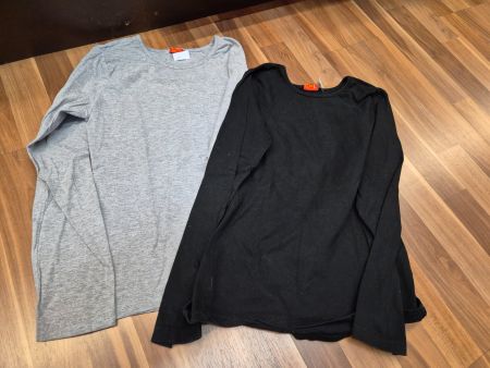 2 Langarmshirts, Grösse 152 schwarz/grau CFI K11