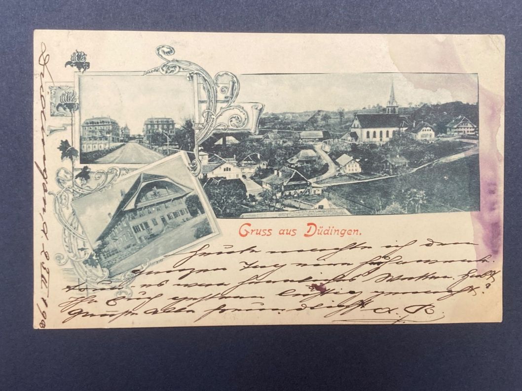 Cartoline postali: Gruss aus Düdingen - antike Postkarte – Usato da zürich venduto da papalapa