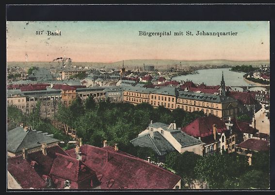 Cartoline postali: Basel, Bürgerspital mit St. Johannquart – Usato da Berlin venduto da bartko-reher