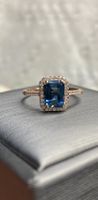 London Blue Topas Ring Smaragdschliff, Roségold 💎 925 Silbe