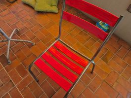 Gartenstuhl rot Metall Gestell gebraucht 1 Stk
