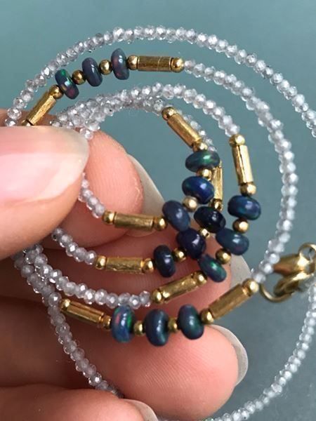 Catenine: Wunderschöner blauer Feueropal 925 S. – Nuovo (secondo la descrizione) da Basel venduto da Chili007 1