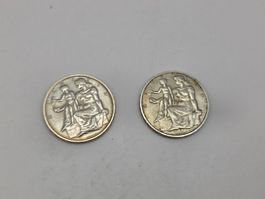 2 Schweizer Silbermünzen 5 Franken Helvetia gebraucht