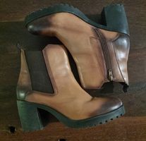 PLATEAU BOOT STIEFEL CHUNKY, Leder, braun Gr 40 WIE NEU