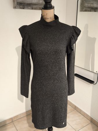 Damen Kleid Rock Angel Kragen Rüschen Dunkelgrau Grösse M