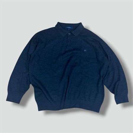 Burberry London black on black wool longsleeve polo pull