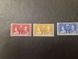 3 seltene Briefmarken Nordrhodesia 1937