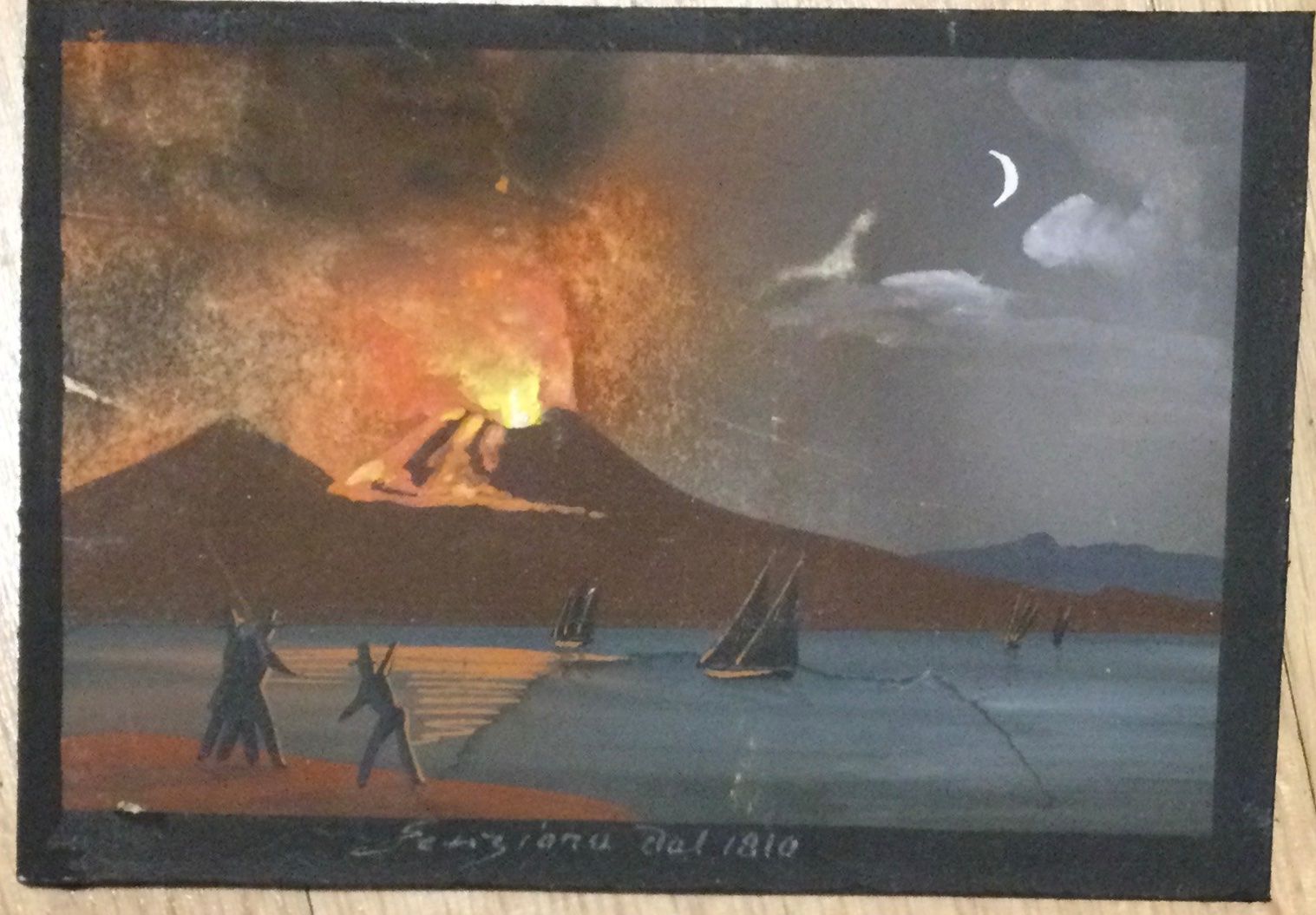 Gemälde: Antike Napoli Vulkan Gouache Gemälde – Gebraucht aus Root von  1