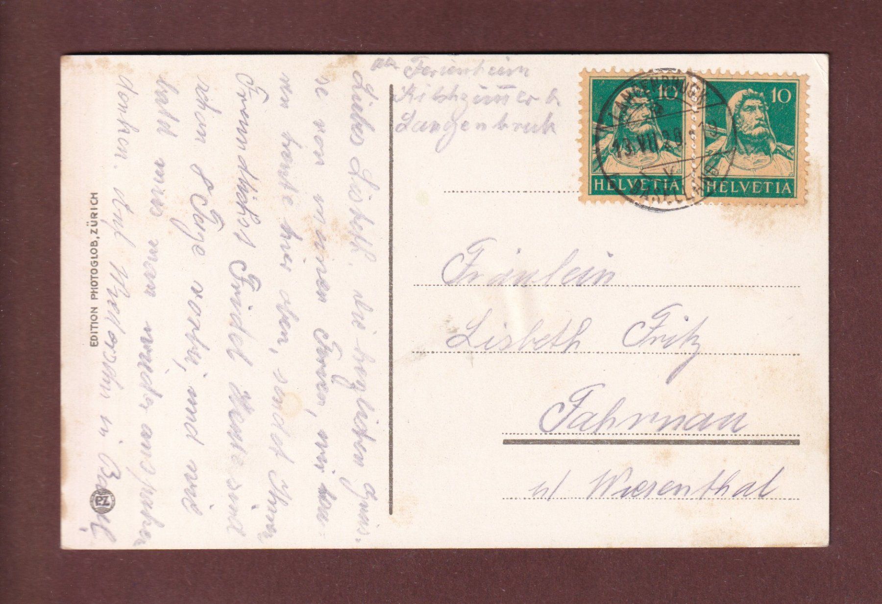 Cartes postales: BÖLCHENFLUH - 1928 – D'occasion à Pully par nicecards-shop 1