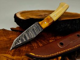 Geprüft! 1A Knife Faltenstahl DAMASCUS Damast Jagd Messer