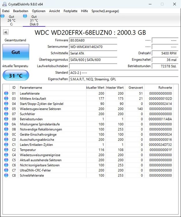 WD Red 2TB NAS Hard Drive - WD20EFRX (Gebraucht) in Biel/Bienne für CHF ...