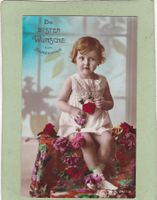 Kitsch Kind Mädchen Rosen Namenstage 1929
