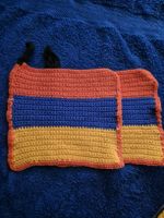 2 Topflappen gehäkelt, neu, Flagge Armenien Handarbeit